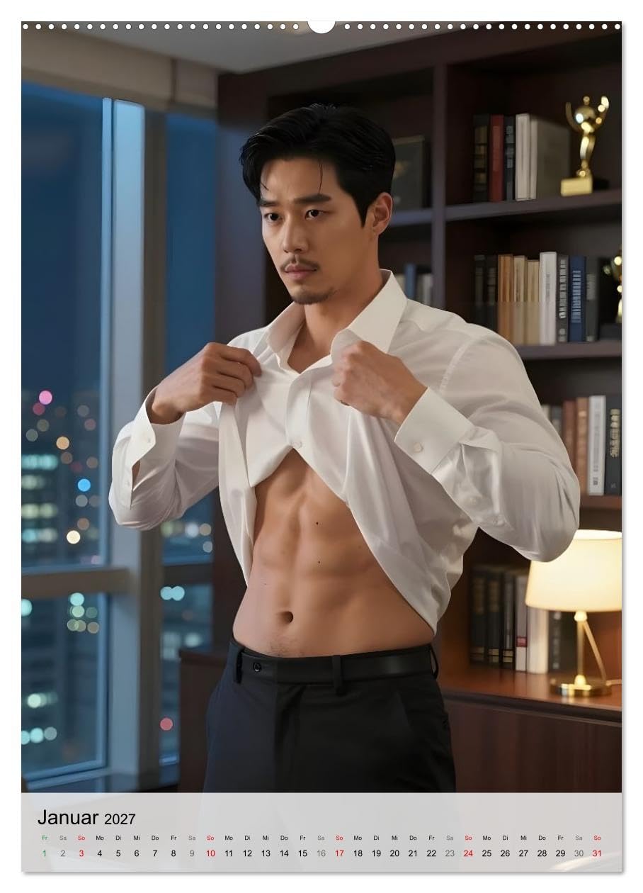 Echte Kerle – K-Drama Stil (hochwertiger Premium Wandkalender 2027 DIN A2 hoch), Kunstdruck in Hochglanz: Unwiderstehliche Männer aus der Welt der K-Dramen (CALVENDO Erotik)