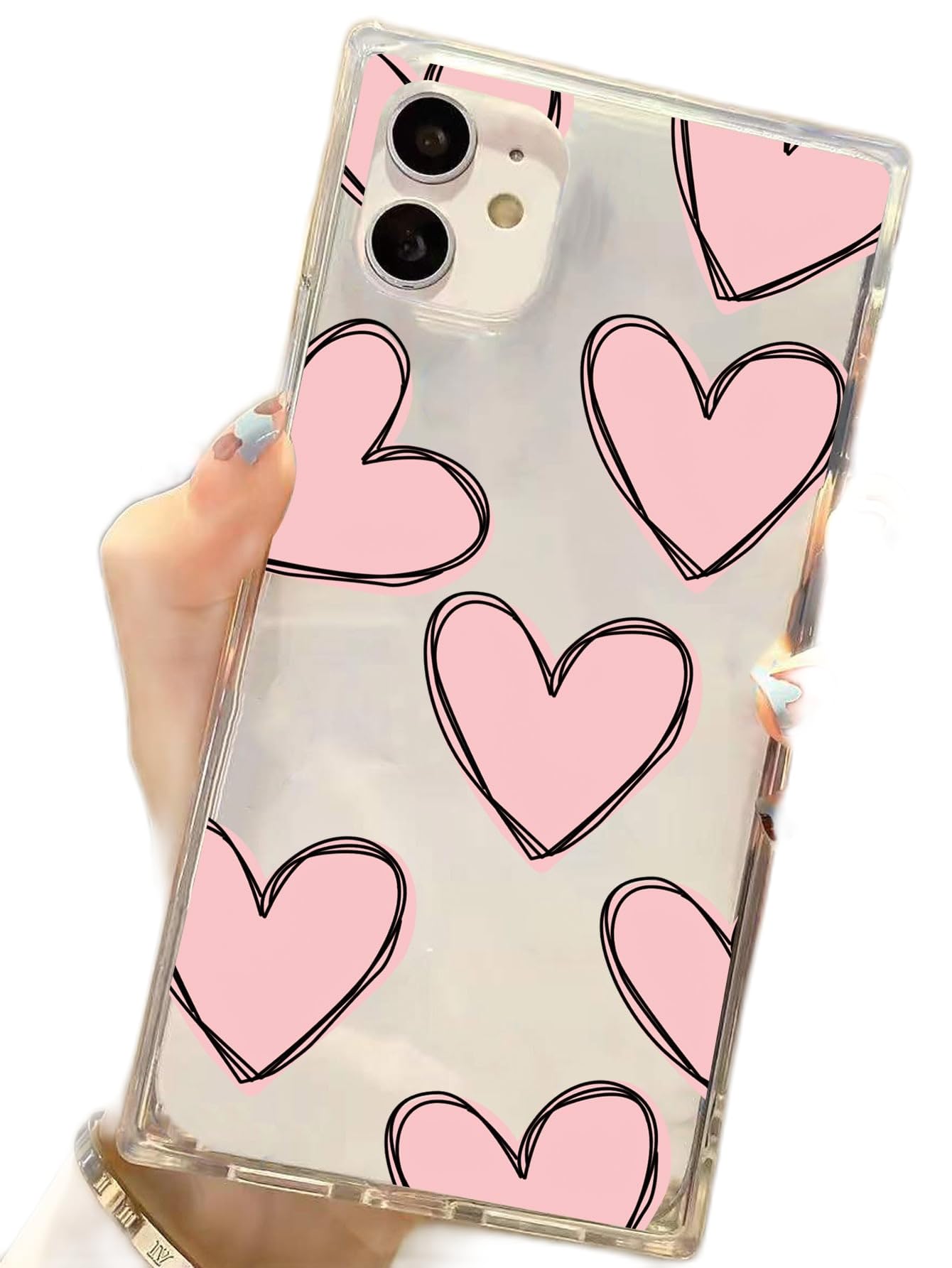 SheIn Heart Pattern Clear Phone Case, M2077411, Multicolor, Iphone 13: Buy  Online at Best Price in Egypt - Souq is now Amazon.eg
