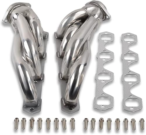 DEMOTOR PERFORMANCE Shorty - Cabezales de acero inoxidable pulido de 1 58" para Ford Mustang 1979-1993 5.0L V8