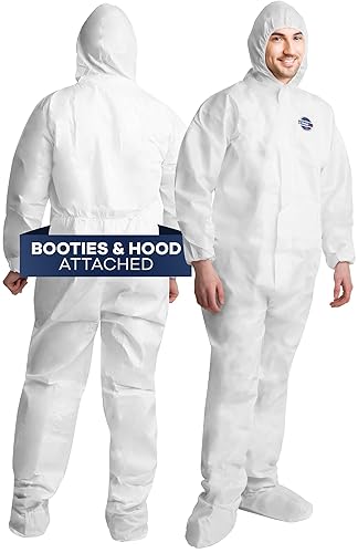 Miniatura 2 de Trajes Hazmat Desechables  Paquete de 25, 2X-Large  Monos Protectores con Capucha y Botas Incorporadas  Traje de Pintor de Cuerpo Completo de
