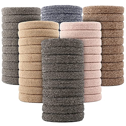 60PCS Large Hair Ponytail Holders, Girls Hair ties bands, Cotton Hair Bands, Seamless,by NineTong