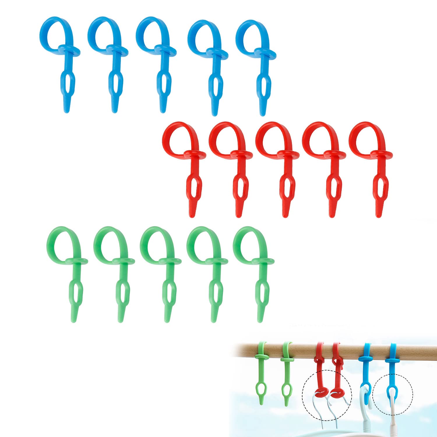 Kit Anti-vent Cintres Kit Anti-Vent Pour Cintres - 20 Pinces à Linge + 8 Crochets Silicone - Fixation Solide Sur Corde à Linge Grucce Appendiabiti