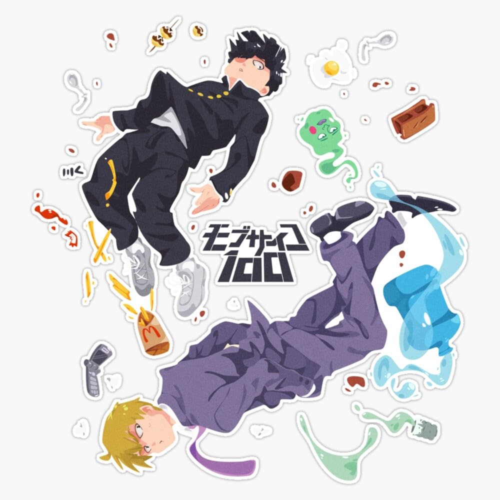Shigeo X Reigen - Mob Psycho 100 Sticker Vinyl Waterproof Sticker Decal Car Laptop Wall Window Bumper Sticker 5"