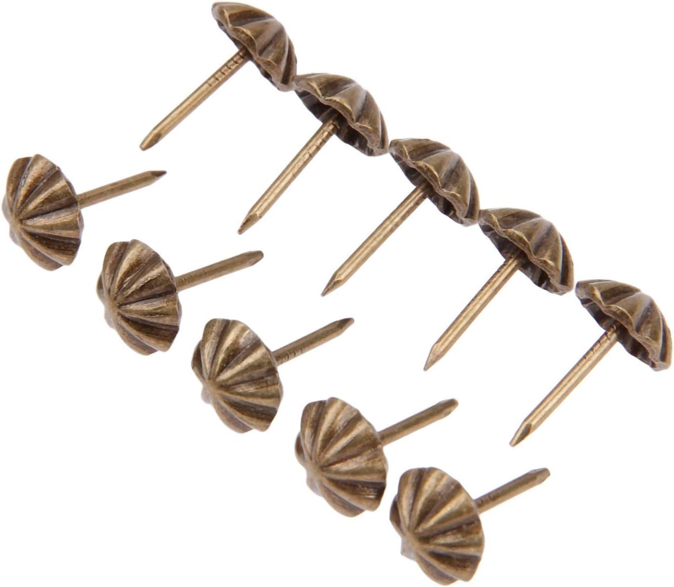 Gwoździe tapicerskie, 100 sztuk 11 * 17mm antyczny brąz gwoździe tapicerskie żelazne metalowe pudełko z biżuterią dekoracyjne pinezki tapicerskie Stud do mebli