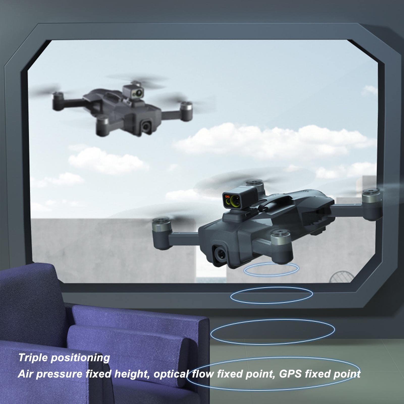 Quadricottero, Drone Pieghevole con Fotocamera HD 8K, Evita Ostacoli a 360°, Controlli Intelligenti, Fotografia Aerea