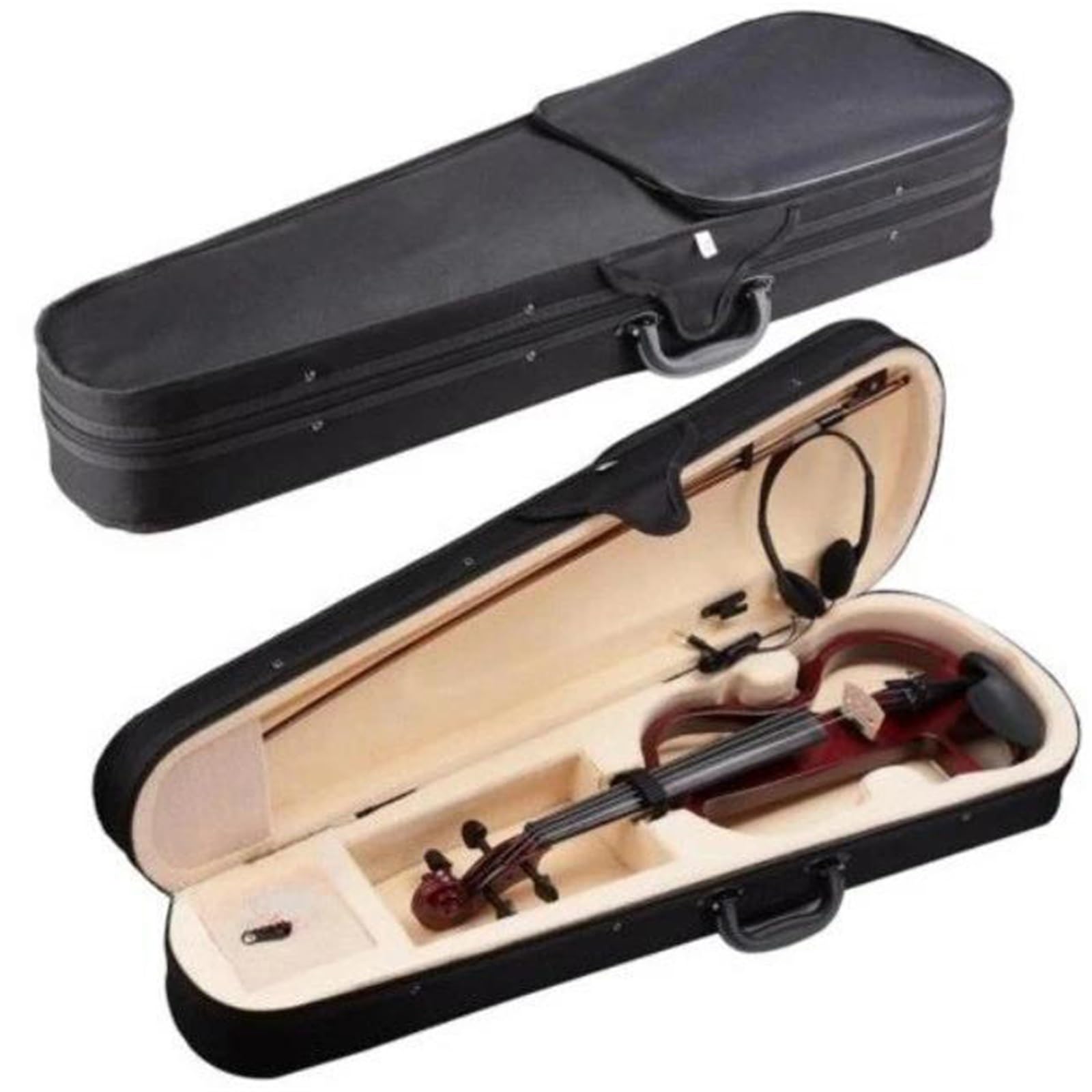 Skrzypce Instrumenty Muzyczne Elektryczne Skrzypce Ciche 4/4 Z Futerałem I Smyczkiem Przenośne Instrumenty Muzyczne(Red)
