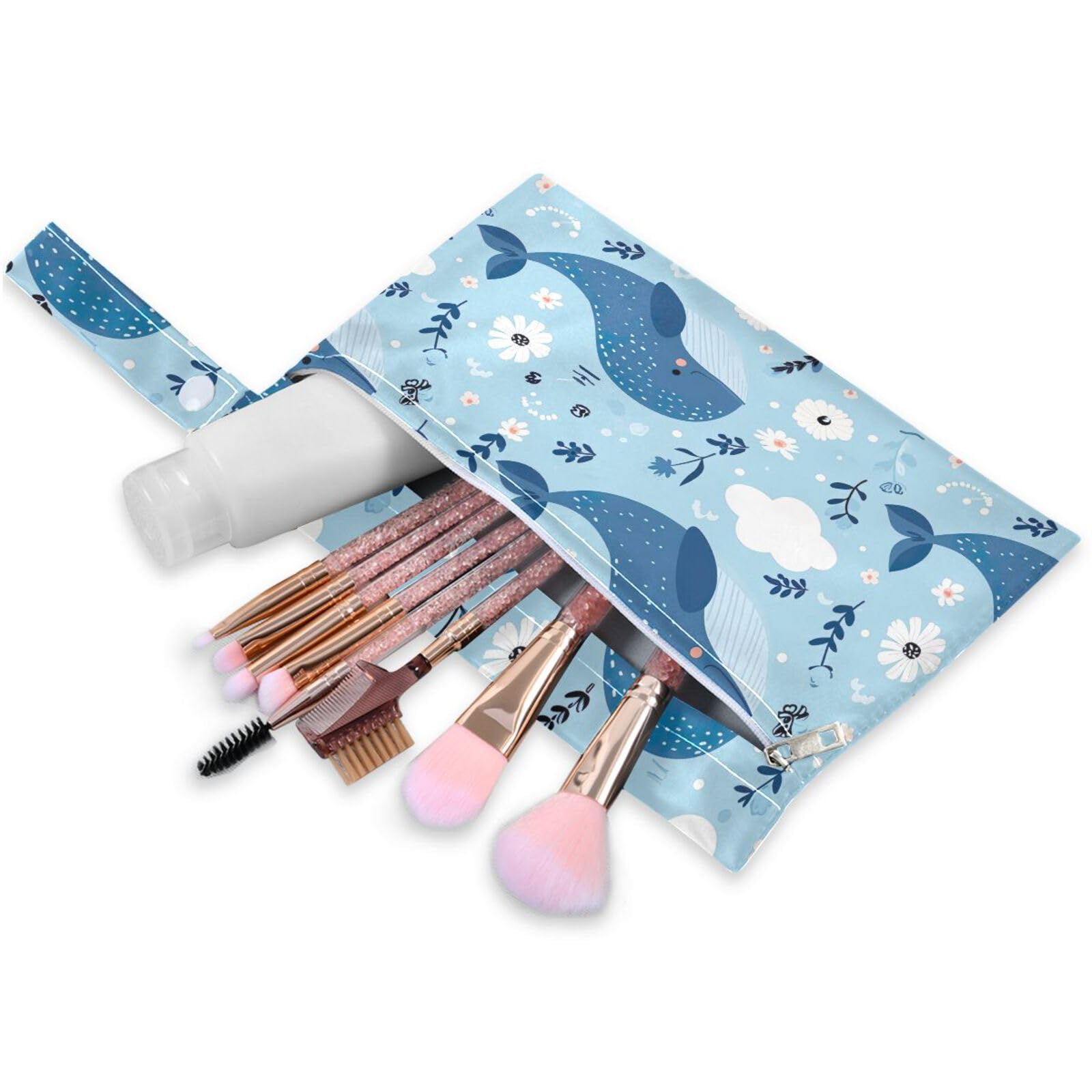 Coikll Wet Dry Bags for Cloth Diaper 2 Pack Waterproof Yoga Gym Bag for Swimsuit Wet Clothes Baby Items-?Cute Whales?