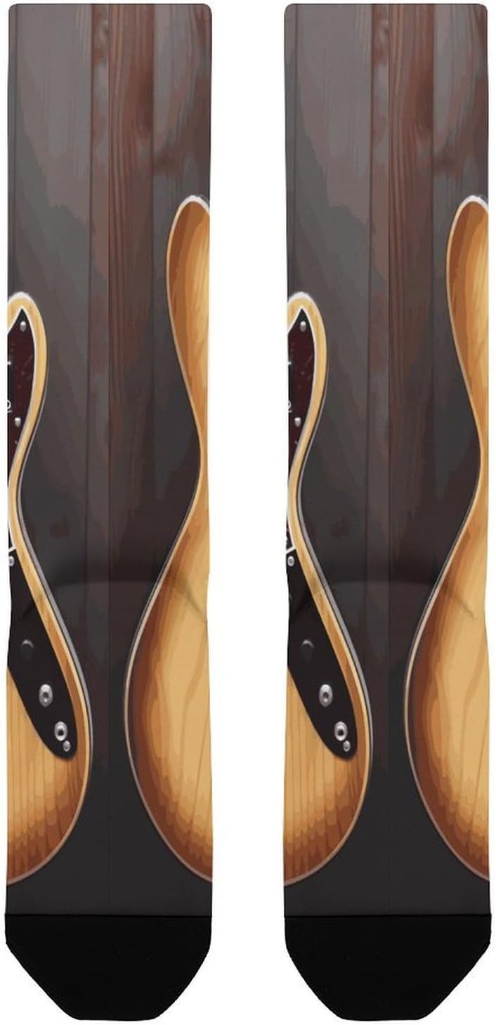 Guitar Musical Instrument Knee High Soccer Socks Moisture Wicking