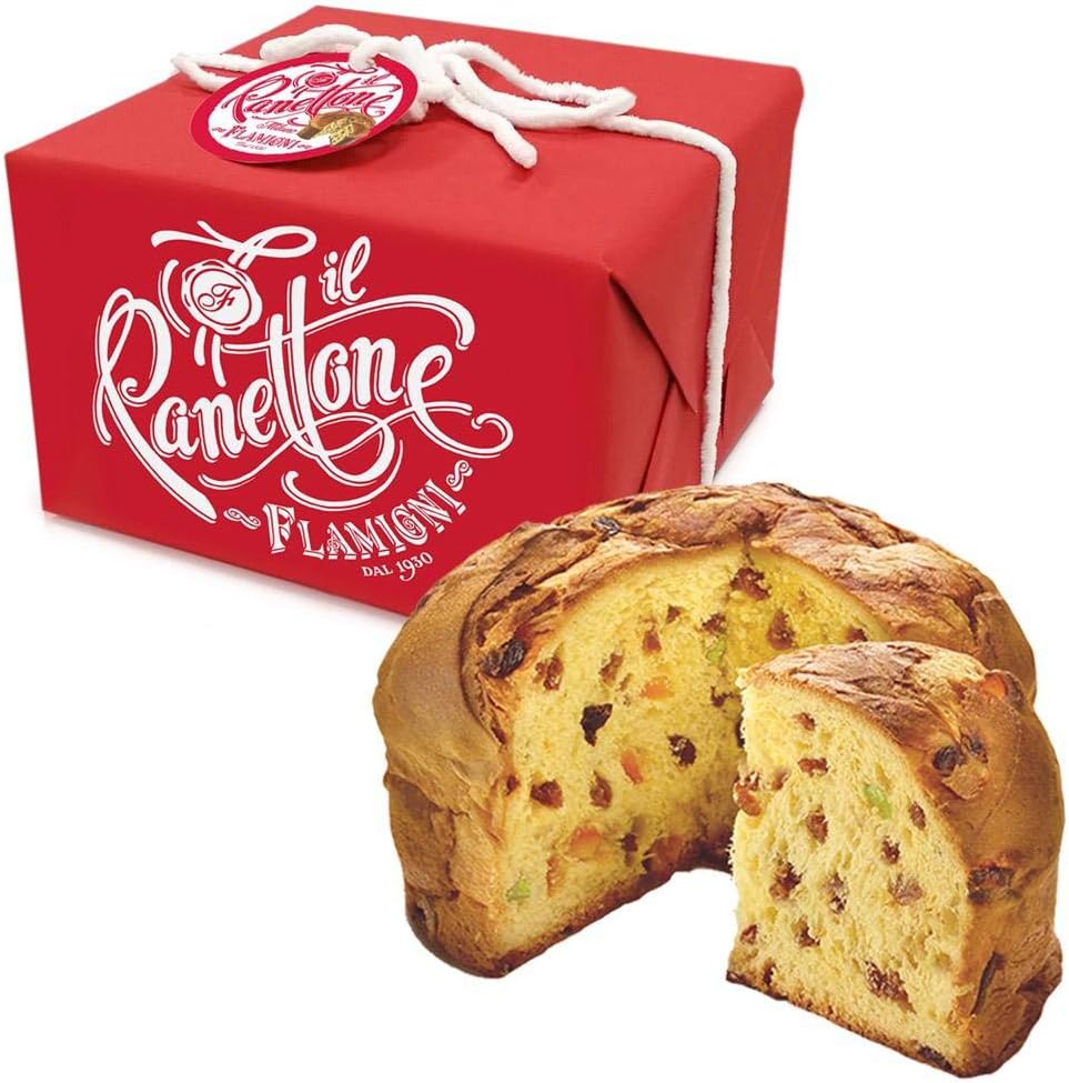 Flamigni - Classic Italian Panettone in Beautiful Red Gift Box (1.1 lbs) | Delicious Christmas & Holiday Sweet Loaf Fruitcake | Traditional Milanese Gourmet Bread Cake