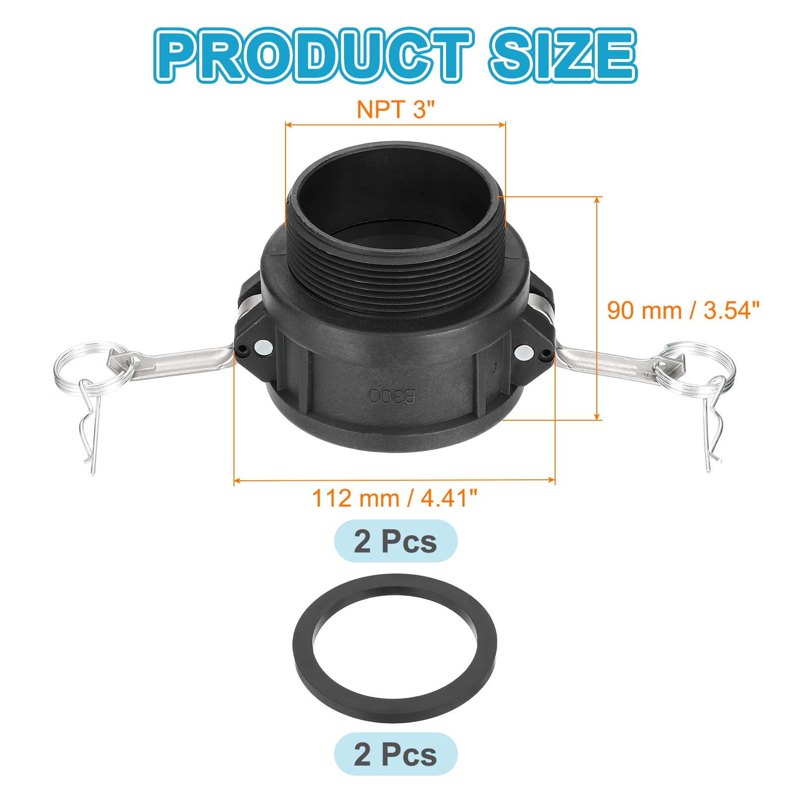 PATIKIL Acoplamiento de aluminio para leva y ranura de 7,6 cm, 2 piezas Part-B, adaptador macho hembra NPT rosca de bloqueo de leva, acoplamiento de desconexión rápida, adaptador de manguera de