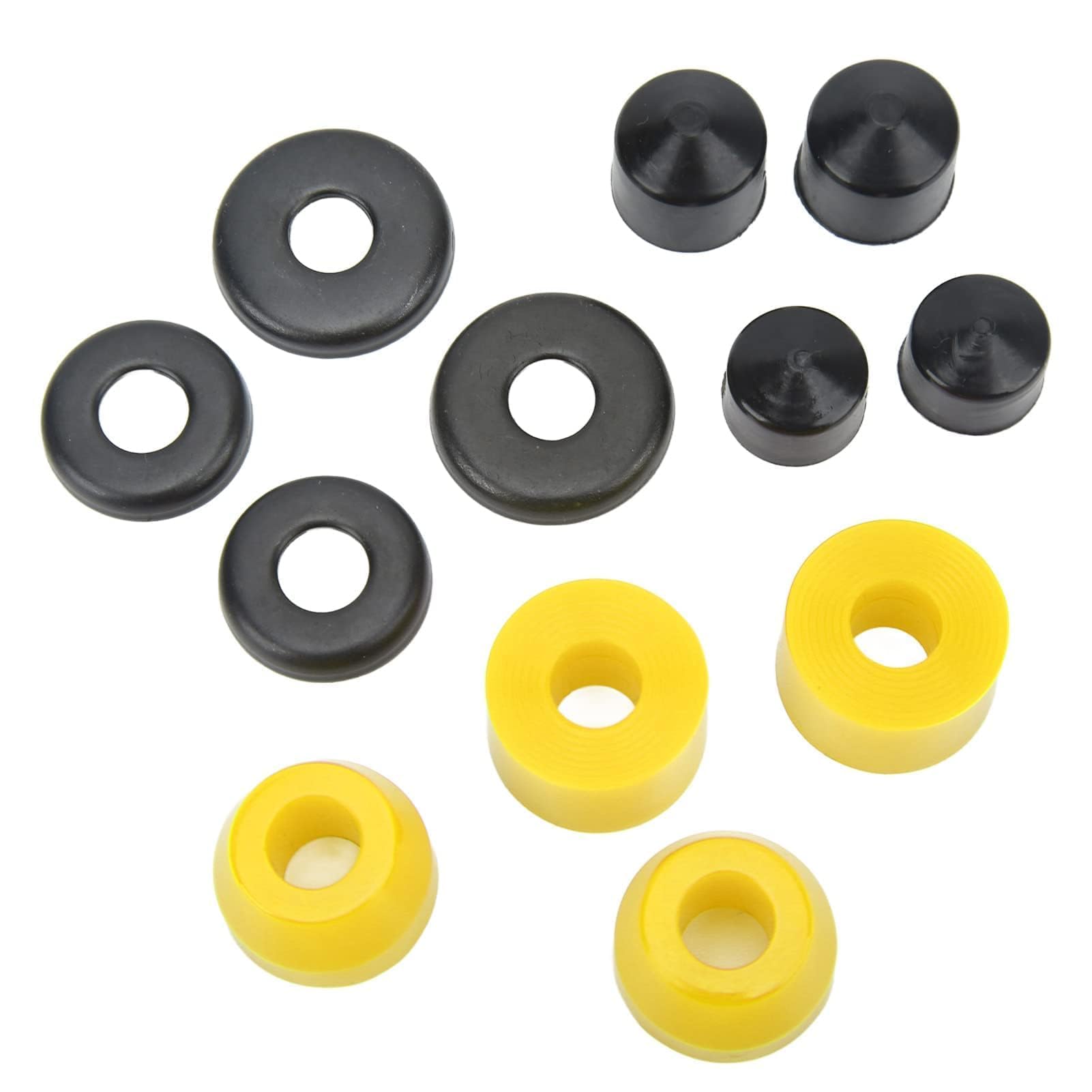 HERCHR Boccole per Skateboard, 12 Pezzi Set di Boccole per Skateboard Boccole per Longboard Smorzanti in PU 90A per Skateboard a 4 Ruote (Giallo)