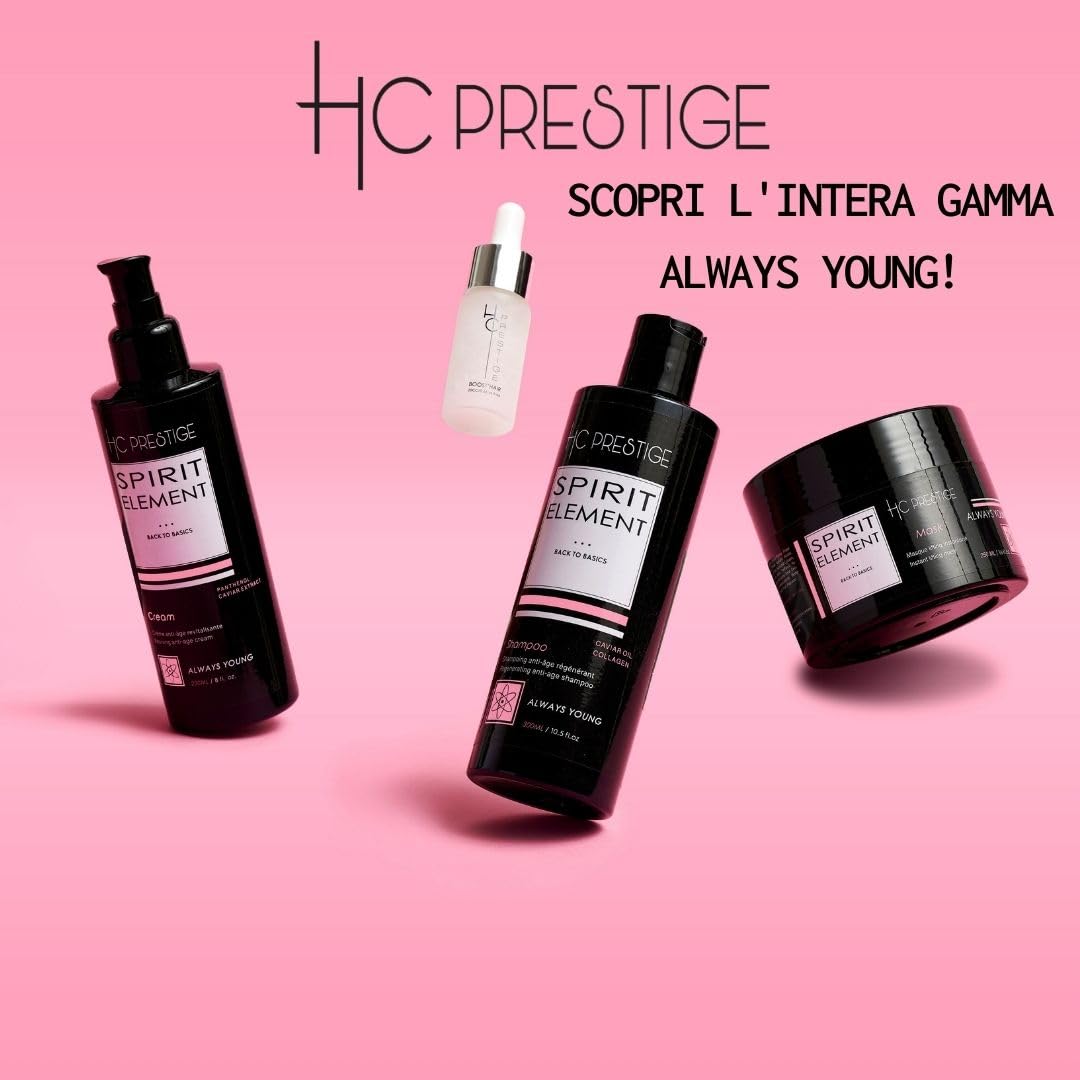 HC Prestige Always Young Maschera Glossy Capelli – Brillantezza e Rigenerazione Intensa – Senza Siliconi – Con Collagene, Caviar e Karité – Capelli Secchi o Trattati – Made in France – 500ml