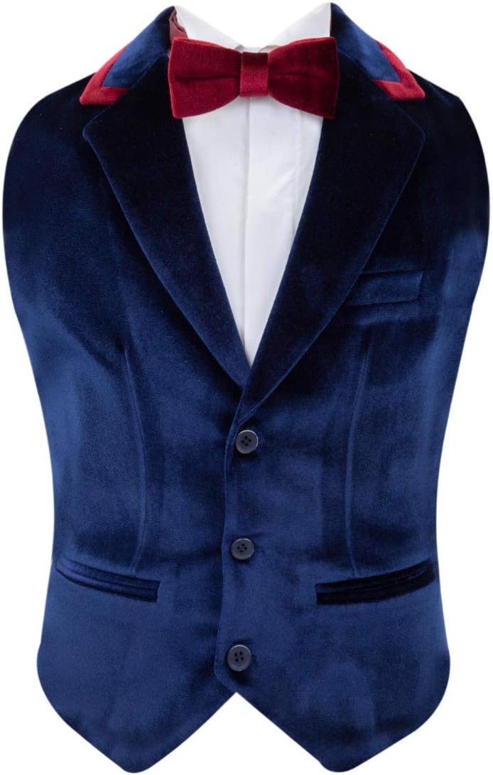 SIRRI Boys Tailored Fit Formal Party Wedding Velvet Waistcoat