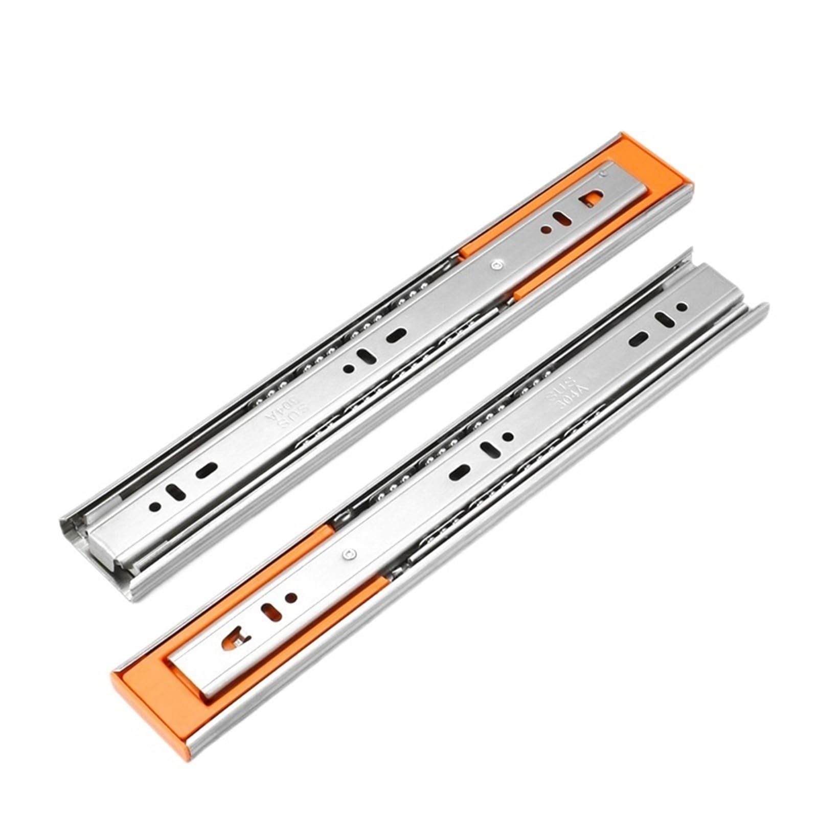 Ppqiru One Color 2Pcs 10" - 22" Stainless Steel Drawer Slides Soft Close Track Rail Sliding Three-Section Cabinet Furniture Hardware For Cabinet Drawer(Buffer 16Inch 40Cm)