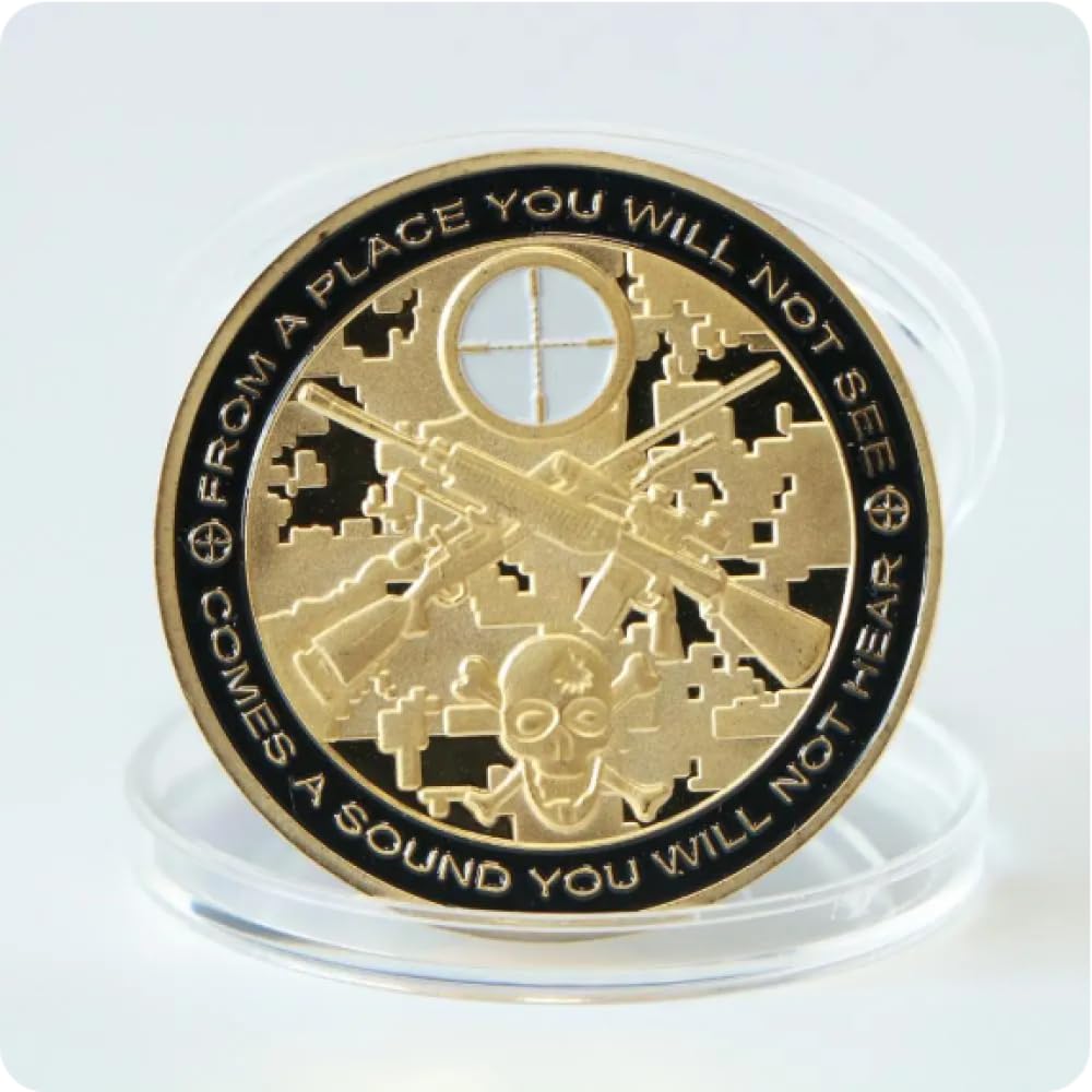 Reiwan Gold Commemorative Coin Army Skull Sniper Plated Commemorative Coin Challenge Coin Collectibles Gifts