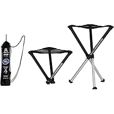 Comfort Model - Black and Silver - 3 Legged Folding Stool in Aluminium - Height 18" to 30" - Maximum Load 440 to 550 Lbs - Made in Sweden