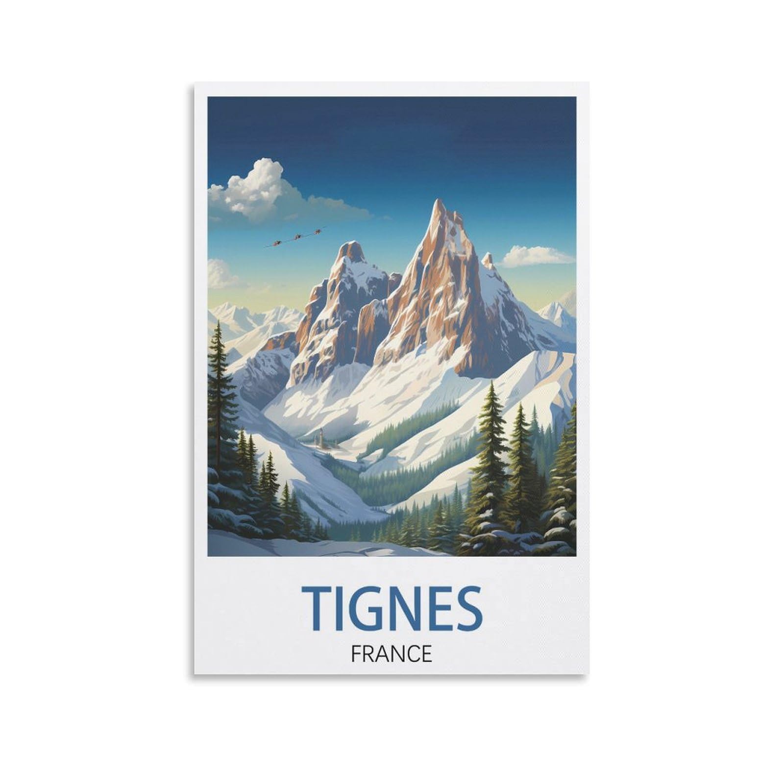 YNIEILUU Tignes France Ski Vintage Travel Poster 08x12inch(20x30cm) Canvas Art Posters Painting Pictures Wall Art Prints, Wall Decor for Bedroom
