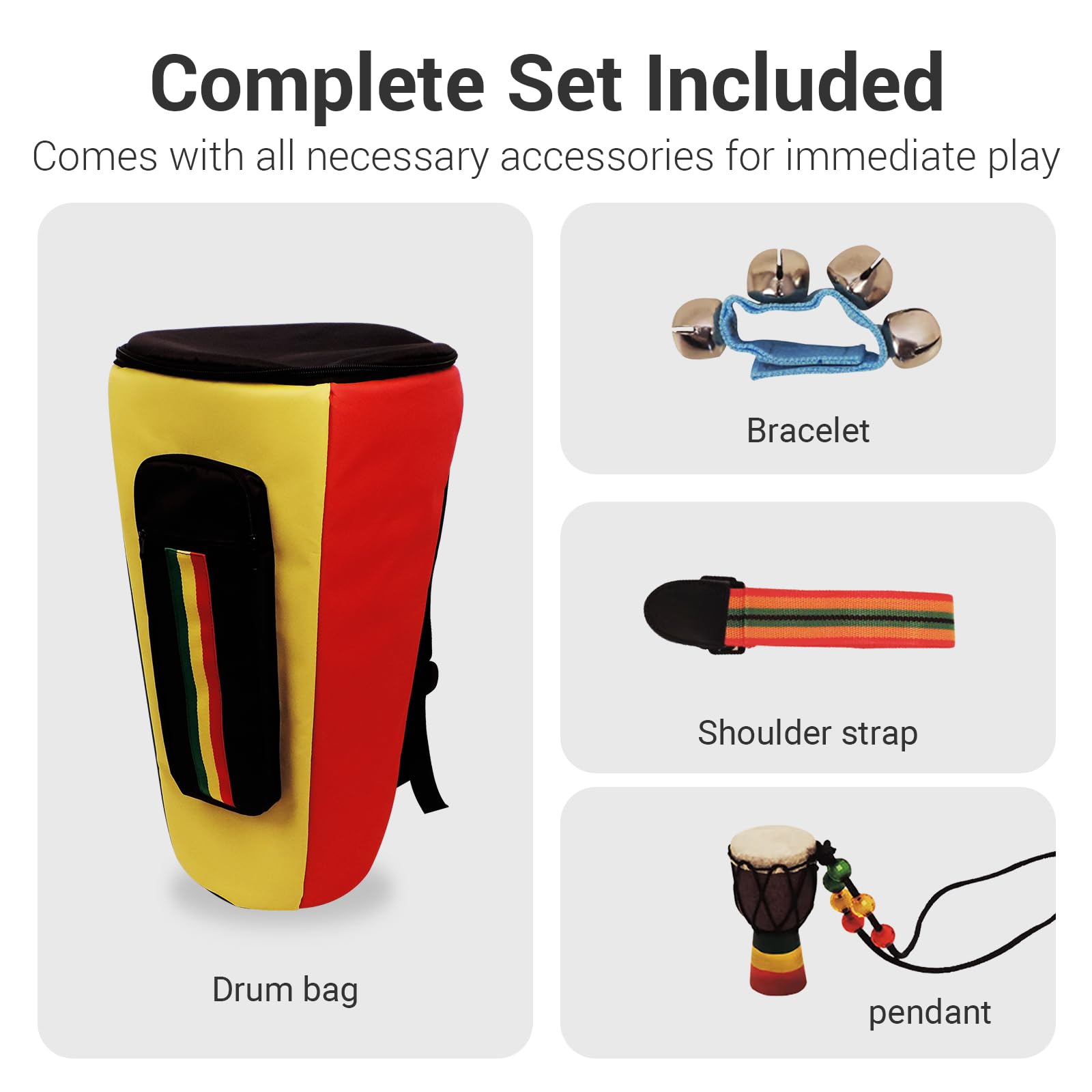 Djembe Drum, MOSEN Africa Drum Hand-Carved 8'' x 20'' Mahogany Goat skin DrumAhead for Adults Beginners(8 inch)