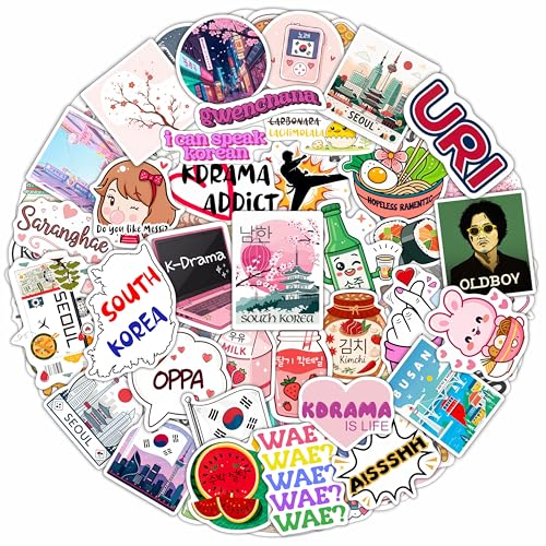 100Pcs South Korea Stickers for Luggage, Water Bottle - South Korean Gifts - Korean Party Supplies &...