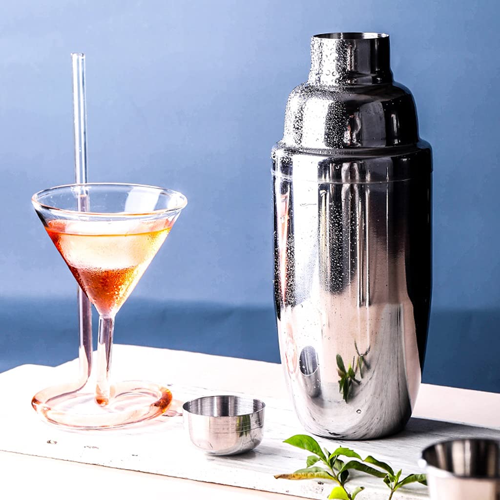 Shaker Per Cocktail In Vetro 350 Ml – Professionale, Con Coperchio E Filtro In Metallo, Rosa Oro, A Tenuta Stagna - 2