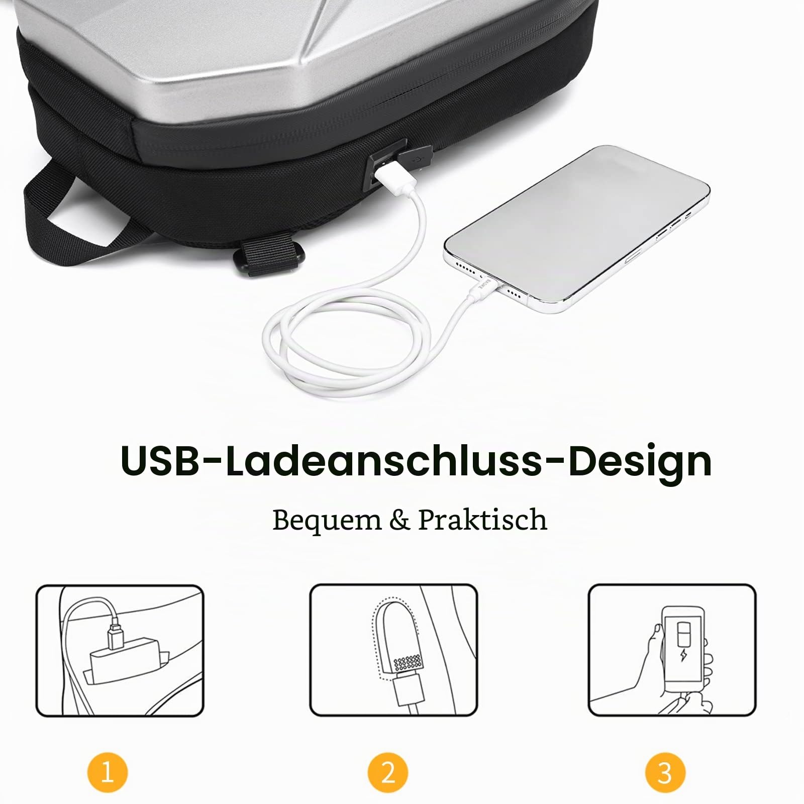 FANDARE Brusttasche Sling Bag Umhängetasche mit USB-Ladeanschluss Herren Schultertasche Grosse Kapazität Crossbody Bag für Outdoor Sport Wandern Radfahren Reisen Wasserdichtes Eva