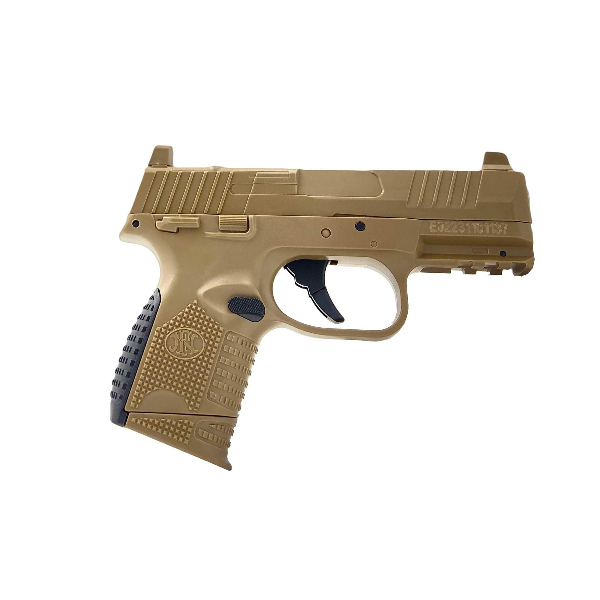 Confezione Pistola a Pallini Airsoft FN Herstal 509 Compact MRD FDE Spring/Materiale: plastica ABS/Potenza 0,2 Joule/Fornita con Accessori