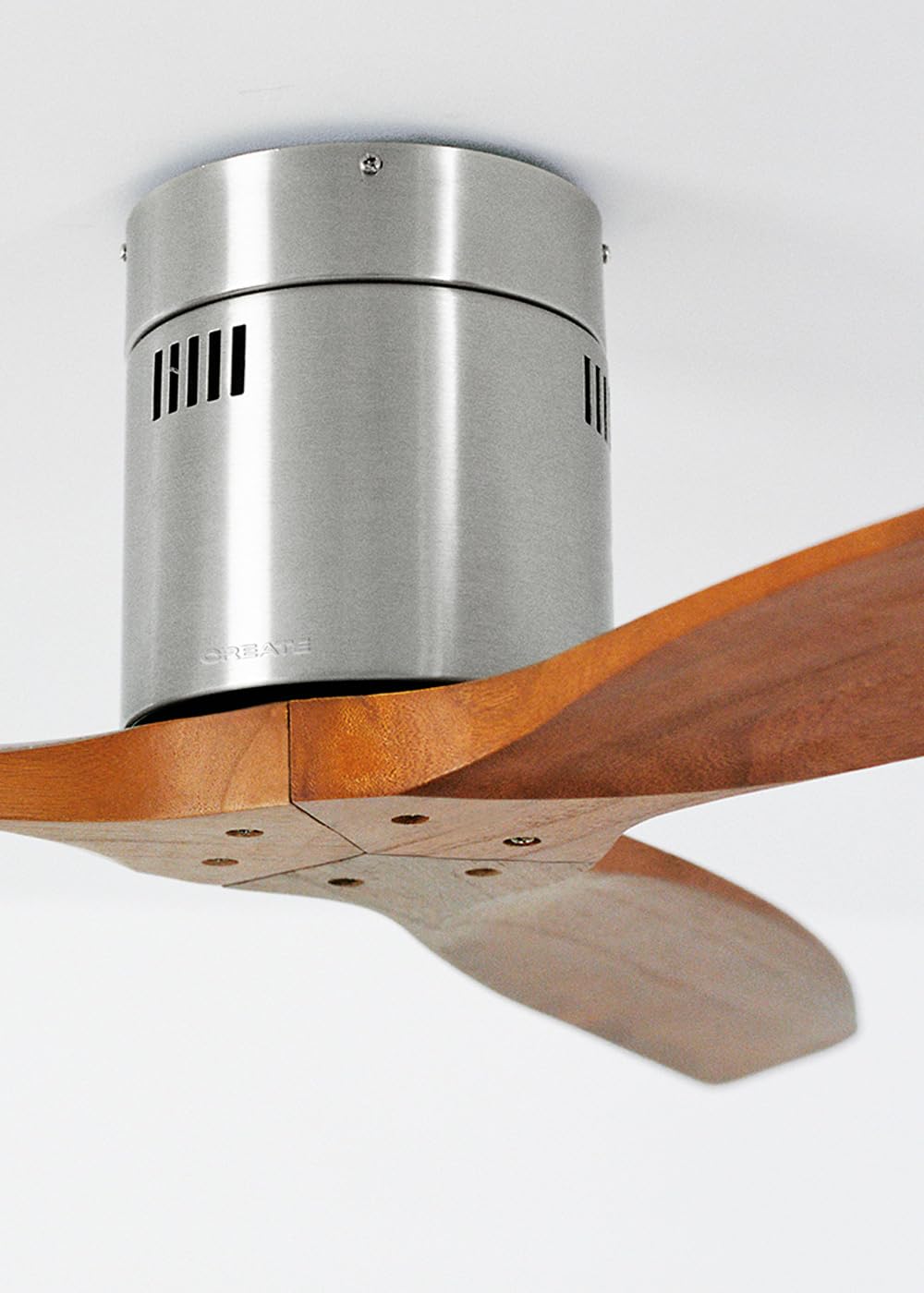 CREATE / WINDCALM NATURAL WOOD M/Deckenventilator Nickel Dunkelholzflügel mit Fernbedienung / 40W, Timer, Ø132 cm, 6 Geschwindigkeiten, Sommer-Winterbetrieb