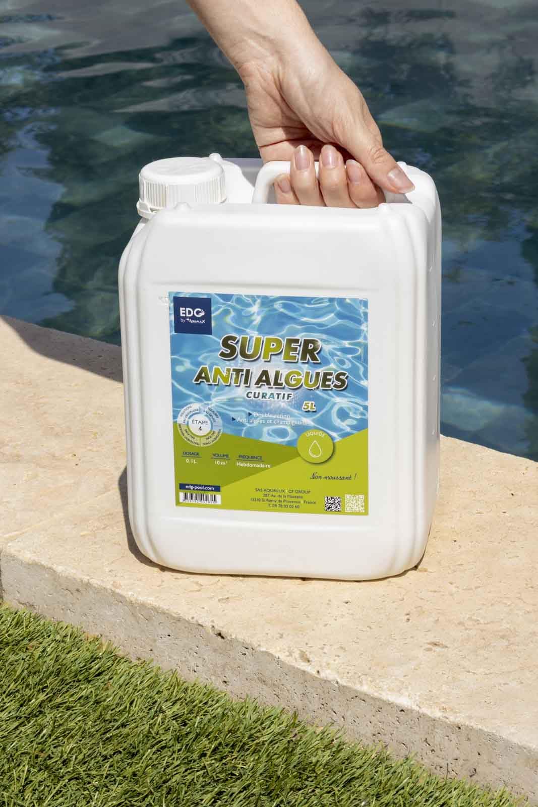 EDG - Super Anti Algues Piscine - Action Curative Anti Eau Verte et Eau Trouble - Effet Algicide - Bidon 5 litres - EDG by AQUALUX International