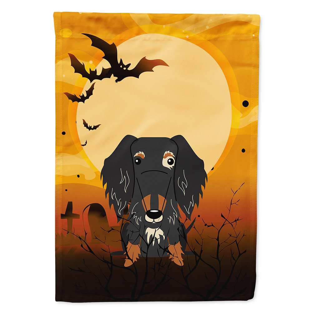 Drapeau de maison Teckel à poils dapple résistant aux intempéries pour décoration Halloween durable