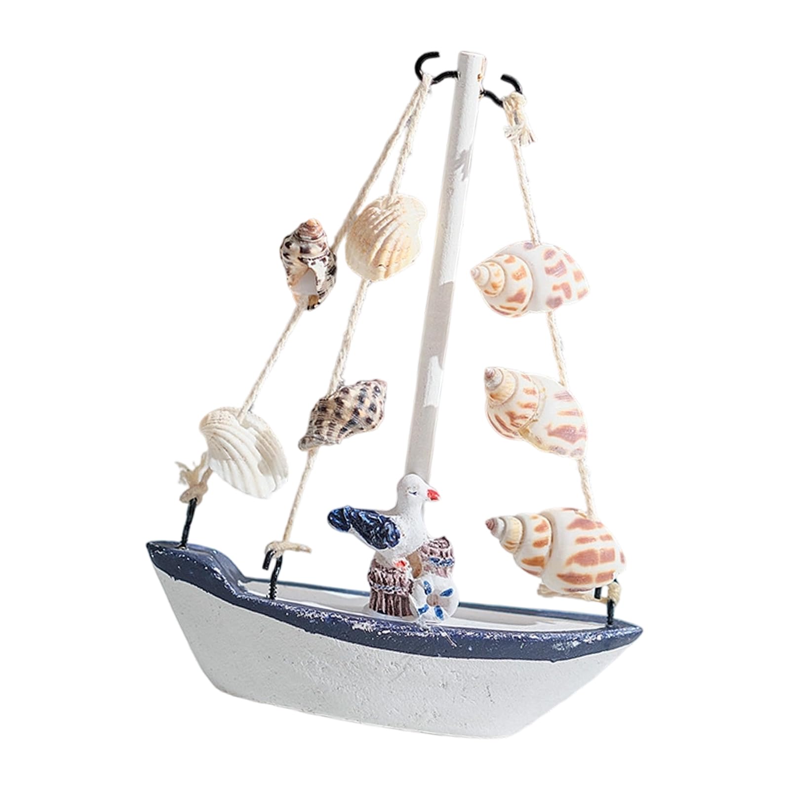 PANGBOER Practical Handcrafted Shell Boats Figurine Small Shelf Decorative Item Suitable for Work Environment and Home Space Beach Themed Deck