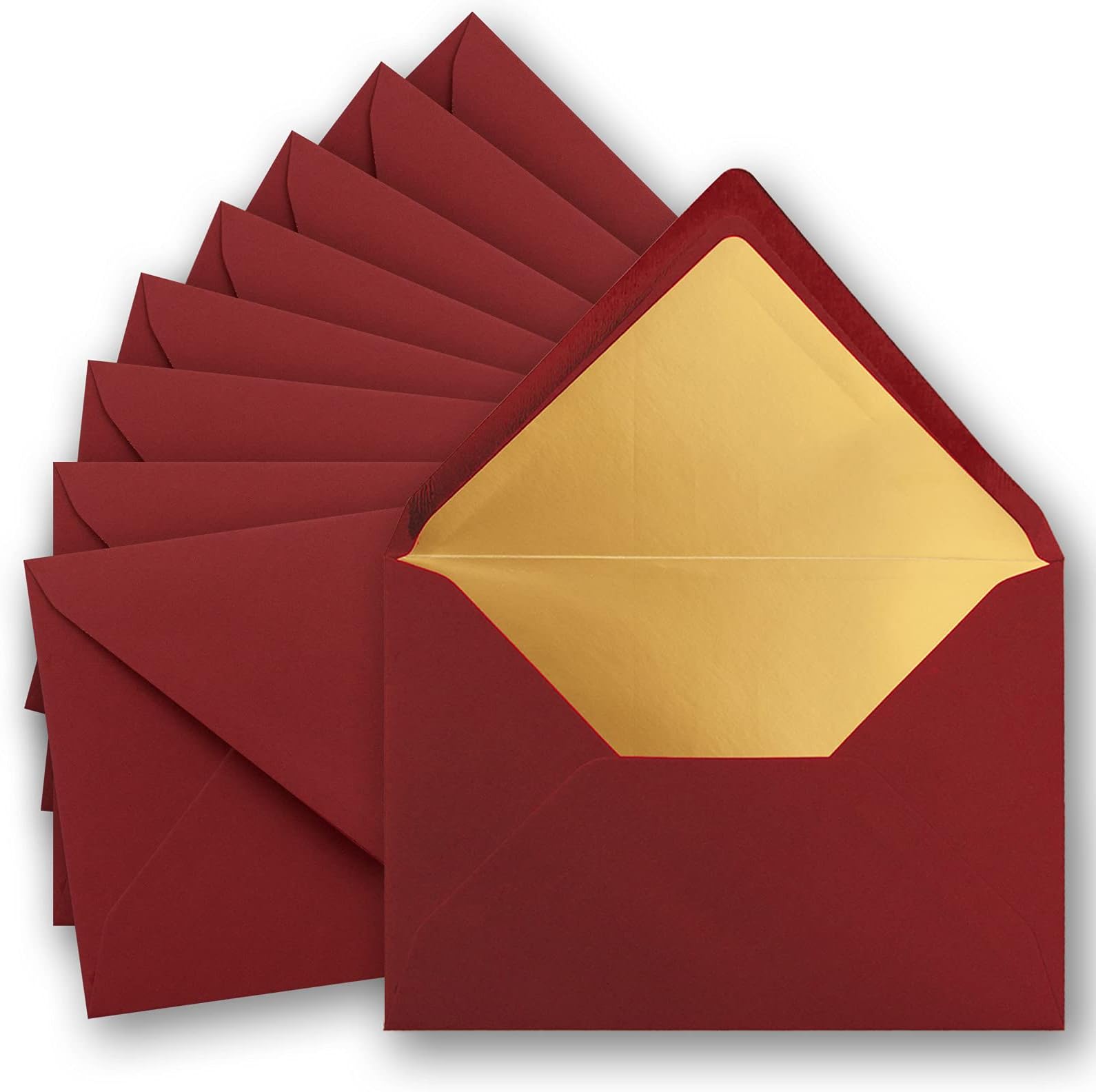 25 x metallic gold lined envelopes DIN C5, dark red, 156 x 220 mm, wet seal with pointed flap - FarbenFroh by Gustav Neuser.