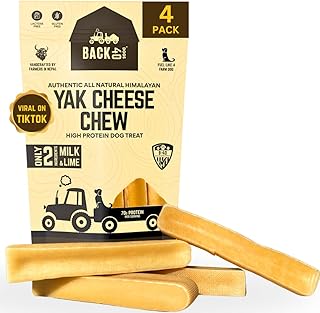 Yak Cheese Himalayan Dog Chews – Long-Lasting Natural Chews for Aggressive Chewers – 2-Ingredient, High Protein, Odorless, Dental Health Treats for Dogs (Large, 4 Pack)