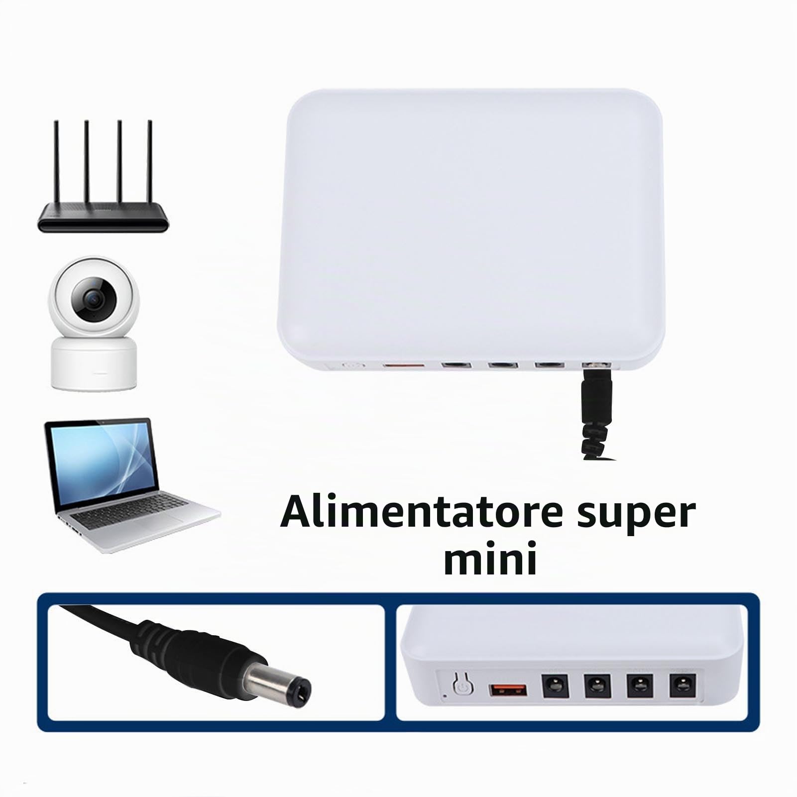 Modem Router Mini UPS 7500Mah Modem Uninterrupt Alimentare, Pacco Batteria di Backup DC 12V/9 V e 24W USB-A Output per Casa e Ufficio con DC 2A Max (Spina europea)