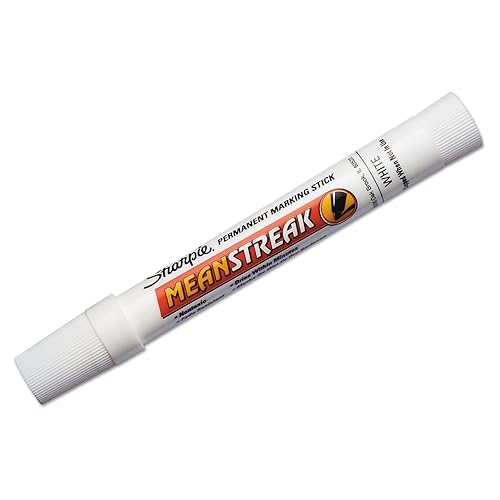 Mean Streak Permanent Marking Stick, Bullet Tip, White, Box of