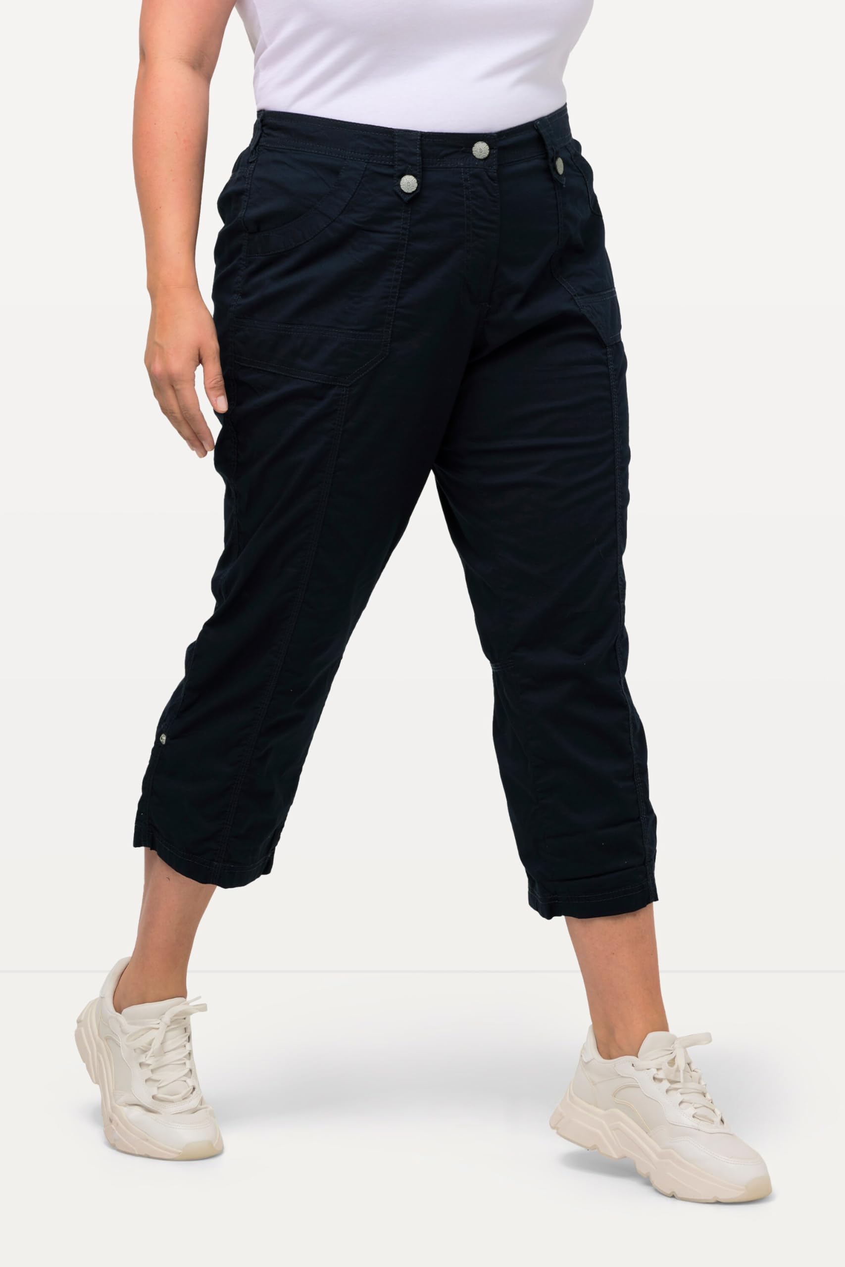 Ulla Popken Damen Pants Roll-tab Hem Stretch Cargo Pants