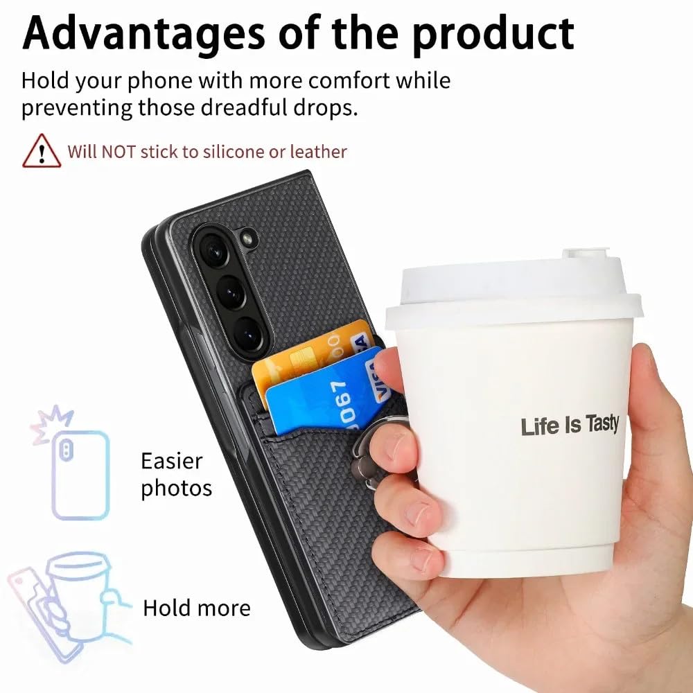 Funda de Piel sintética para Samsung Galaxy Z Fold 6, 5, 4, 3, 2, 5G, con Ranura para Tarjeta de crédito, Soporte para Anillo, Color Azul, para Galaxy Z Fold 3