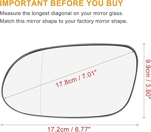 Miniatura 3 de X AUTOHAUX Espejo retrovisor de coche reemplazo de vidrio W/placa de respaldo calentado lado izquierdo del conductor para Mercedes-Benz CLK320 CLK430