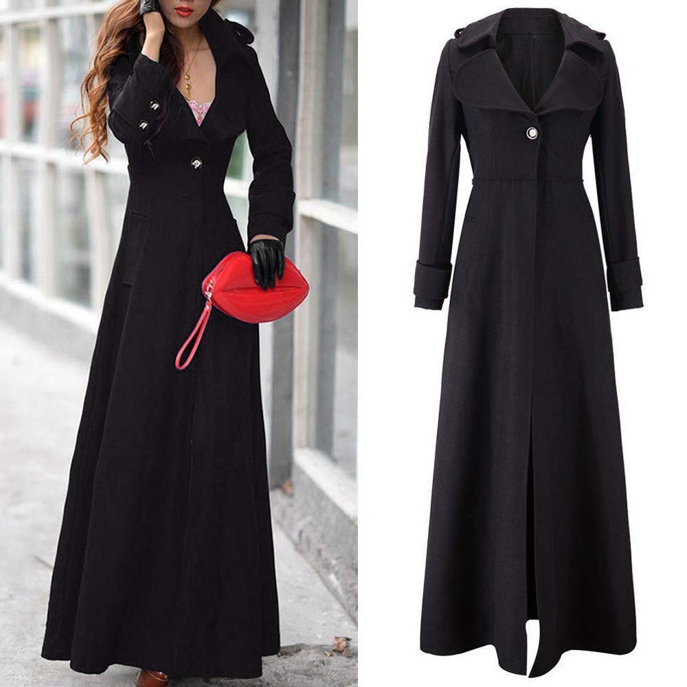 FGUUTYM Trench Coat Donna Inverno Lungo Autunno Cappotto Trench Caldo Slim Giacche Lunghe Overcoat Capispalla Moda Tinta Unita Cappotto Da Donna Cappotto di Lana Antivento Outwear Parka Giacca
