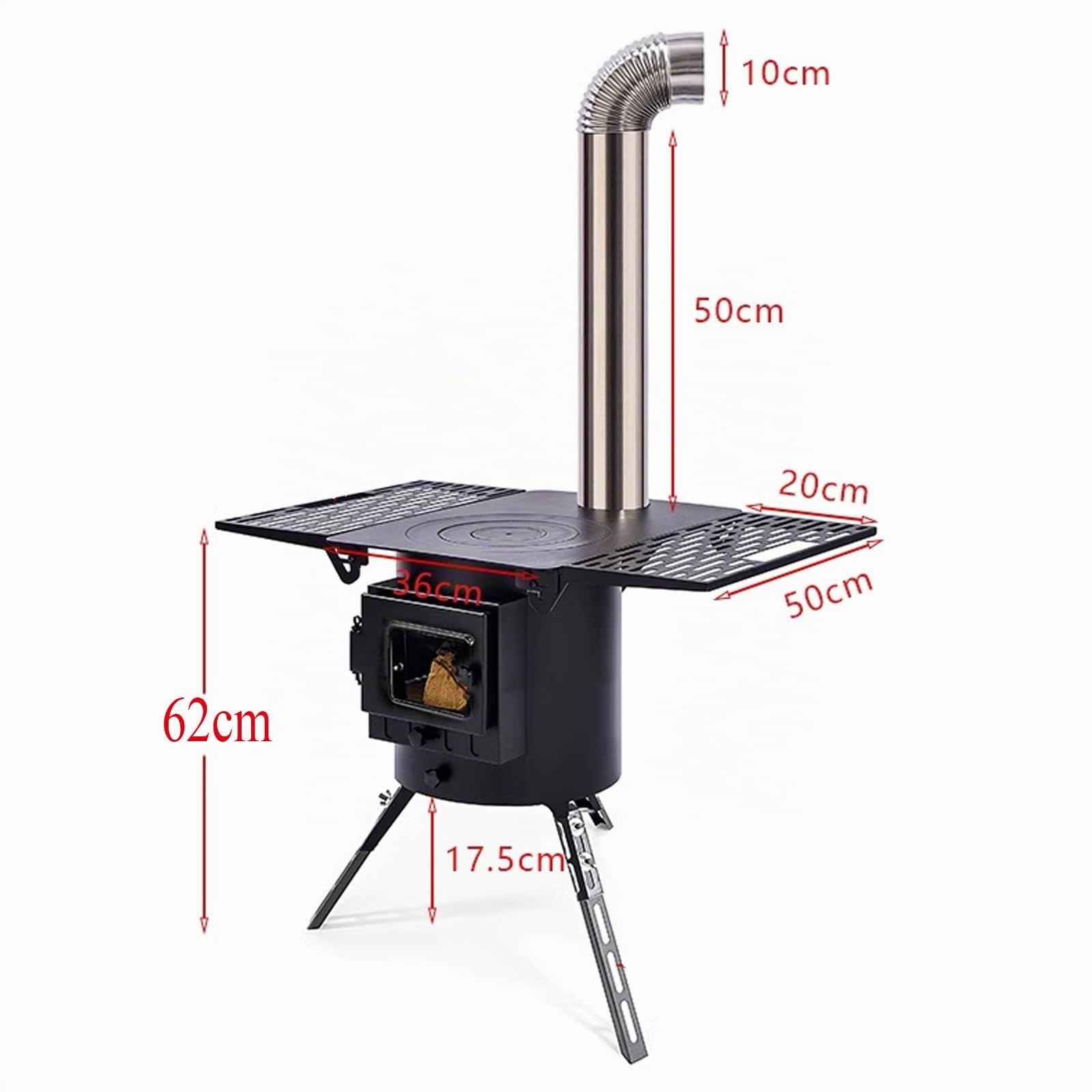 Stufa a Pellet Piccola con Contenitore Cenere, Stufa a Pellet Canalizzata con Gambe Pieghevoli, Stufa a Legna da Campeggio Portatile for Tenda for Riscaldamento