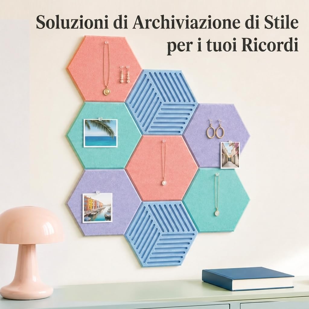 Lifewit Bacheca in sughero Esagonale Creativo, Lavagna sughero decorativa da parete, con 50 spille murali, Bacheca da parete per ufficio, aule e casa, Confezione da 16