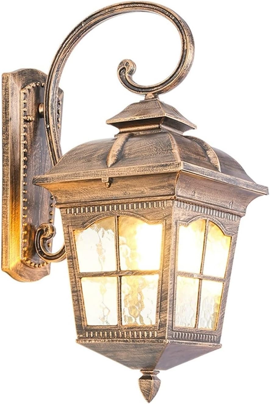 noxozoqm Outdoor Wall Lantern IP54 Waterproof Wall Light Exterior Wall Mount Lighting Fixture Wall Sconce with Water Glass(Bronze)
