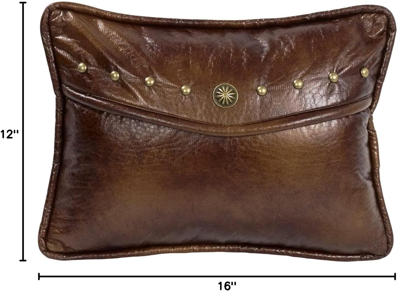 Paseo Road Ruidoso Western Decorative Throw Pillow, 12x16 inch, Faux Leather Rustic Cabin Accent Envelope Pillow for Bed, Couch, Sofa