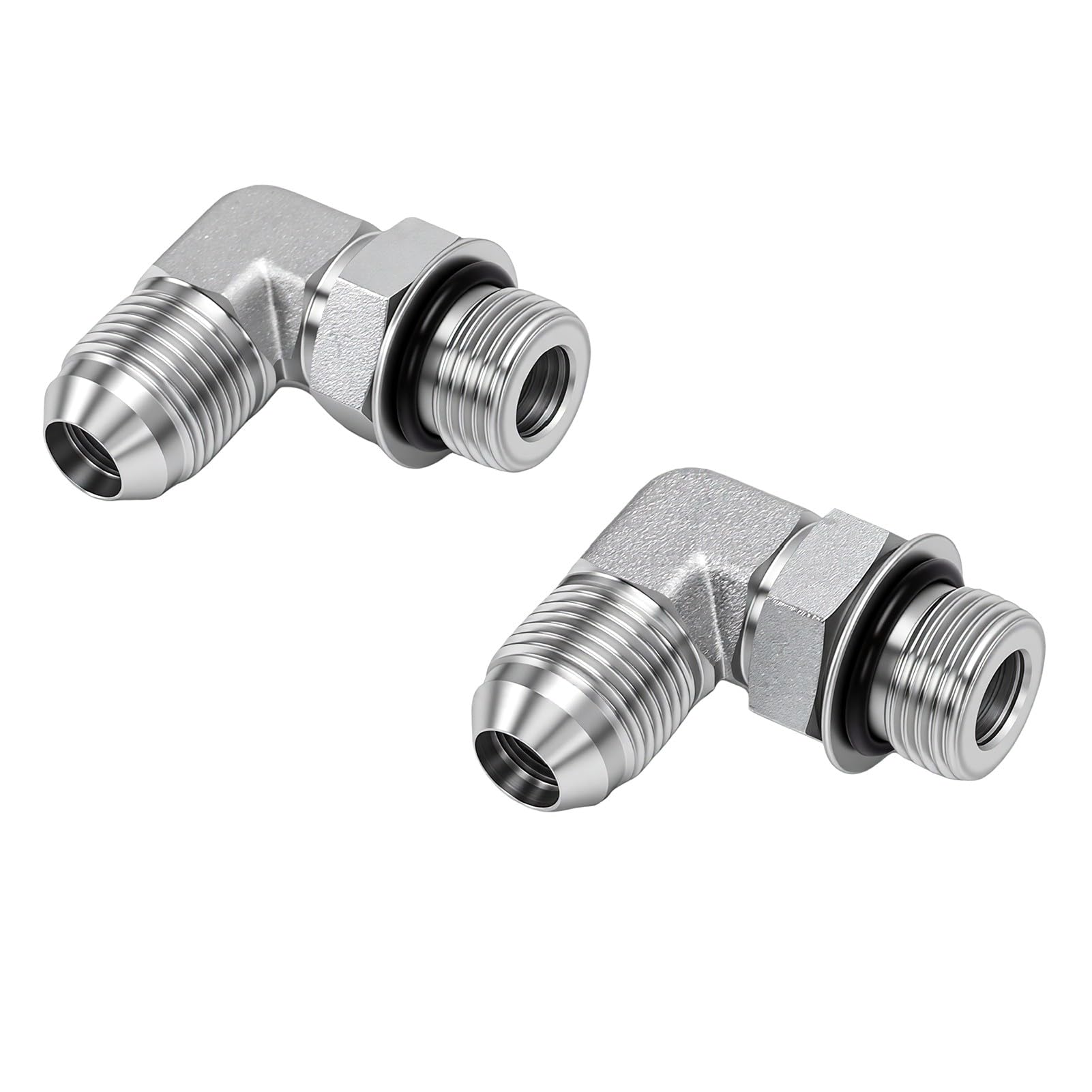 Fabater Paquete de 2 Racores de Manguera Hidráulica de Codo de 90 grados: 1/2" JIC Macho de 37° X #8 SAE/ORB Macho, Conectores de Extremo Hidráulico - 6801-08-08 - Acero Al Carbono