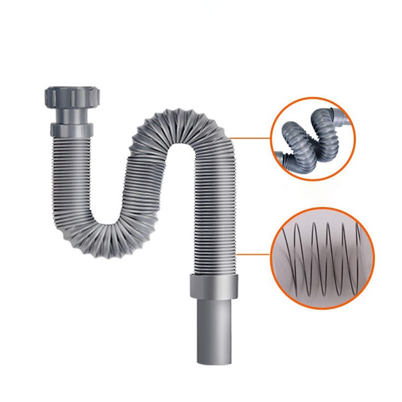 AIGUO Abflussrohr, Waschbecken, Wannen-Abfluss 0,8 M / 1,2 M / 1,5 M / 2m / 3m / 4m, Küchenabflussrohrfittings, Einzel- Und Doppel Sink Sink Sink Sink Ablaufschlauch Verlängerung (Size : 1.2m)