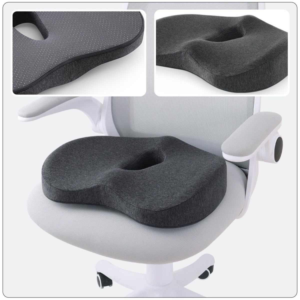 Cuscino da seduta in memory foam a media altezza, per ufficio e auto, ergonomico, per alleviare la pressione, con fodera traspirante per comfort e postura sana