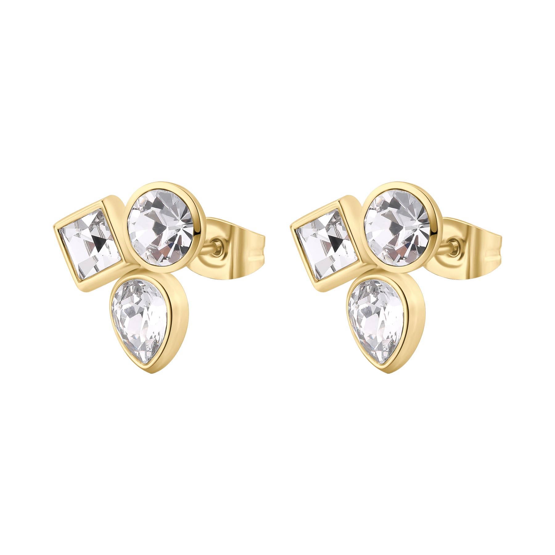 Orecchini Brosway SYMPHONIA BYM178 - A Lobo In Acciaio 316L Con Cristalli, Placcati Oro 14K, Ipoallergenici