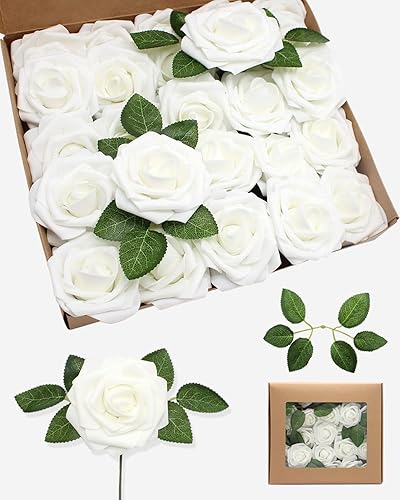 Flores artificiales, rosas falsas de espuma de aspecto real, combo de flores artificiales de boda para ramos de boda, centros de mesa, arreglos