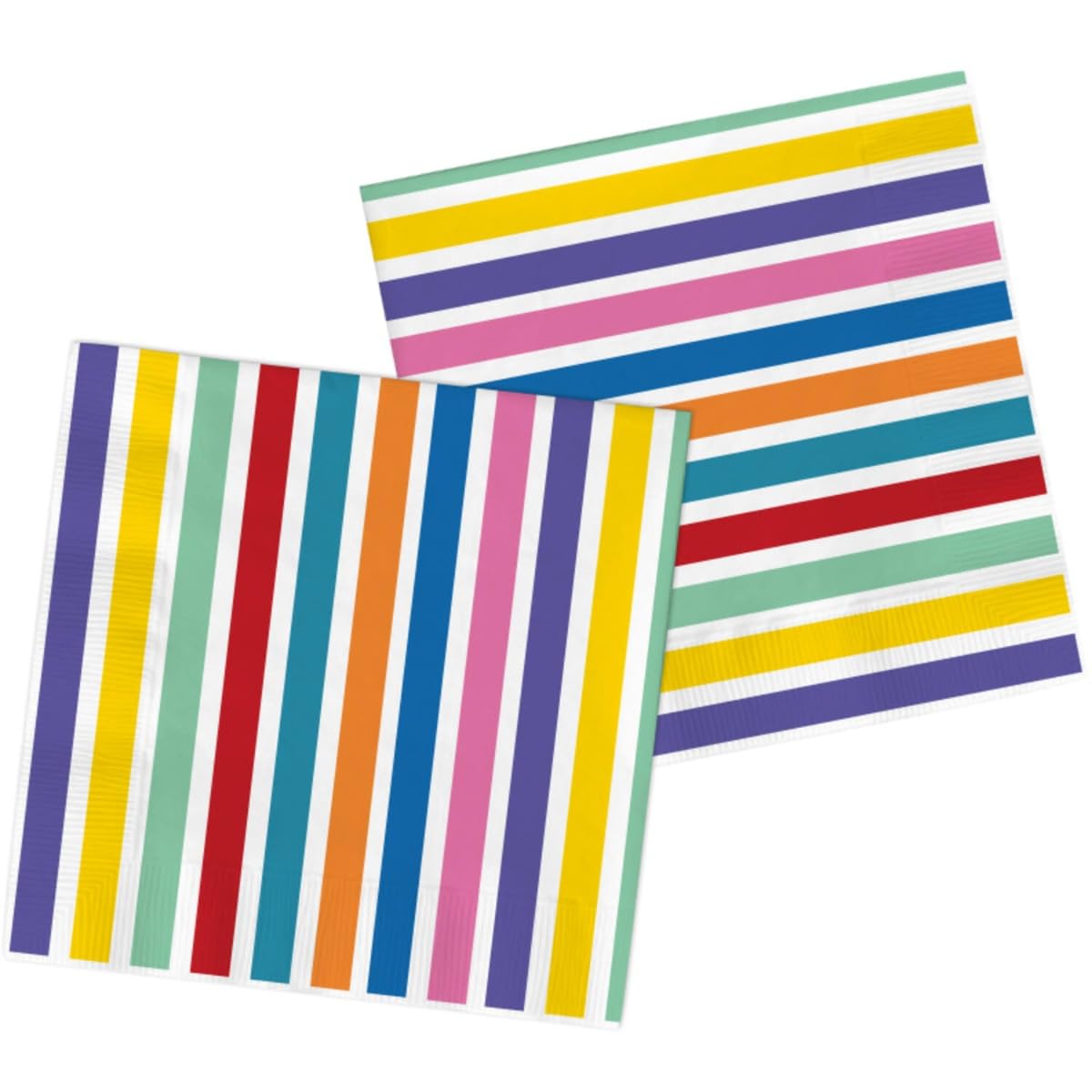 Folat 61926 Paper Party Tableware Stripes Colour Pop 33 x 33 cm Pack of 20 Disposable Tableware Napkins for Birthday Party, Baby Shower, Wedding, Bridal Shower