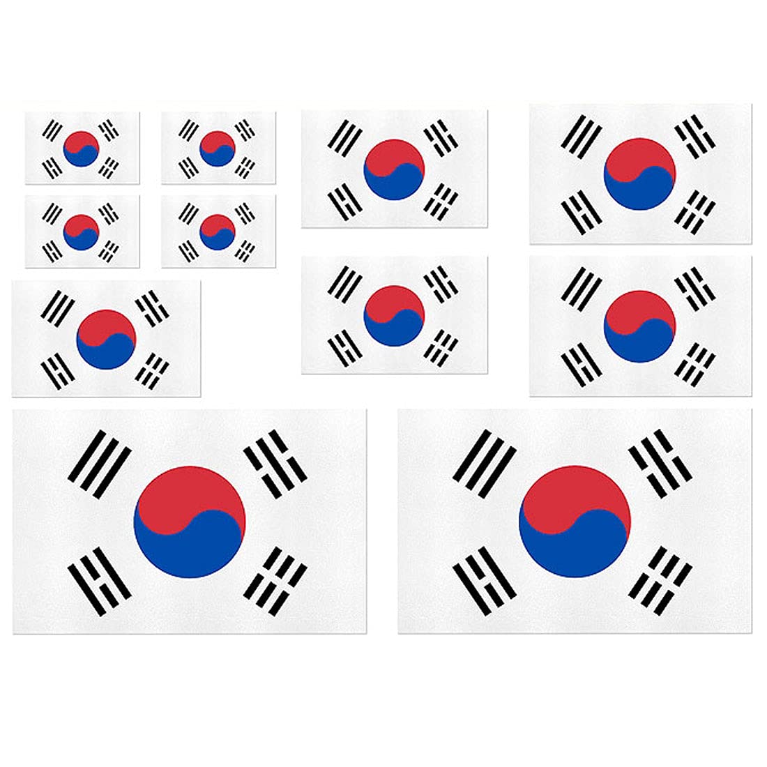 Pearly Material with a Shimmering Glitter South Korea Country Flag Sticker Decal Variety Size Pack 11 Total Pieces Car, Envelopes, School Projects, Laptops, Windows, Appliances etc (11 Total Pieces)