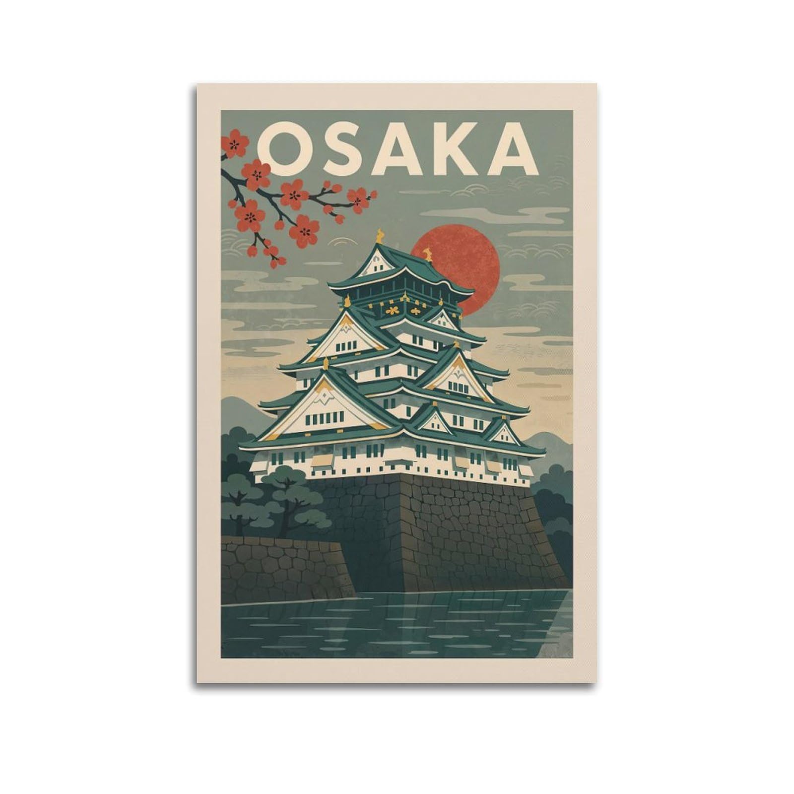 OKAHYS Vintage Travel Osaka Japan Poster Decorative Painting Canvas Wall Artworks Picture 16x24inch(40x60cm)